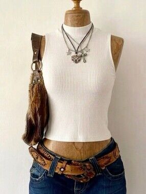 Cotton White Ribbed Mock Neck Tank